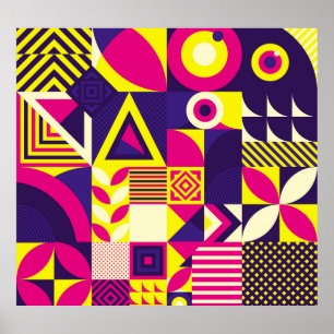 Pop art, colourful geometric shapes. poster