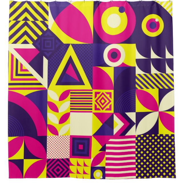 Pop art, colourful geometric shapes. shower curtain (Front)