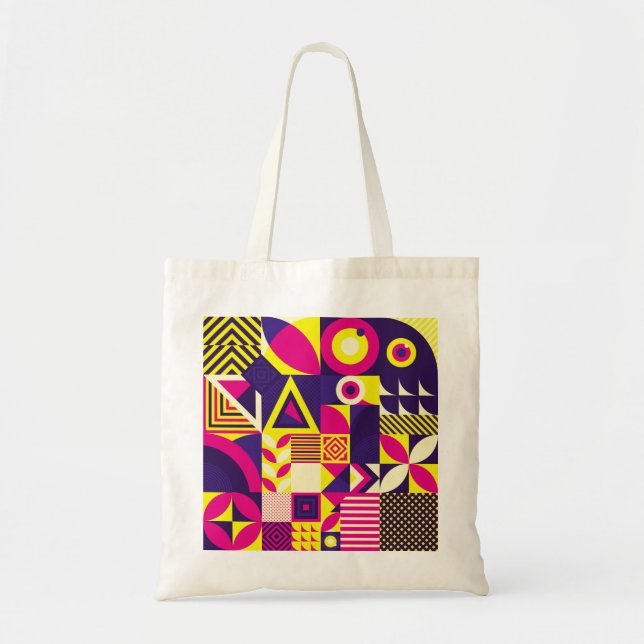 Pop art, colourful geometric shapes. tote bag (Front)