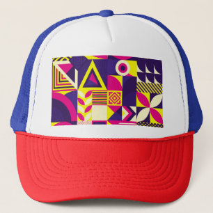 Pop art, colourful geometric shapes. trucker hat