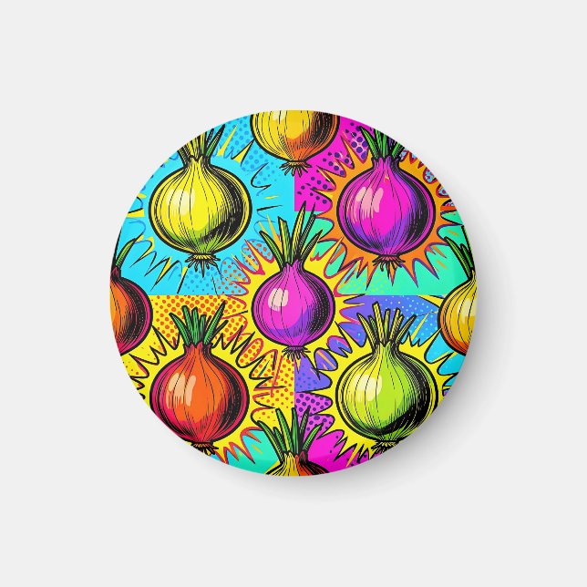 Pop Art Colourful Onions Magnet (Front)