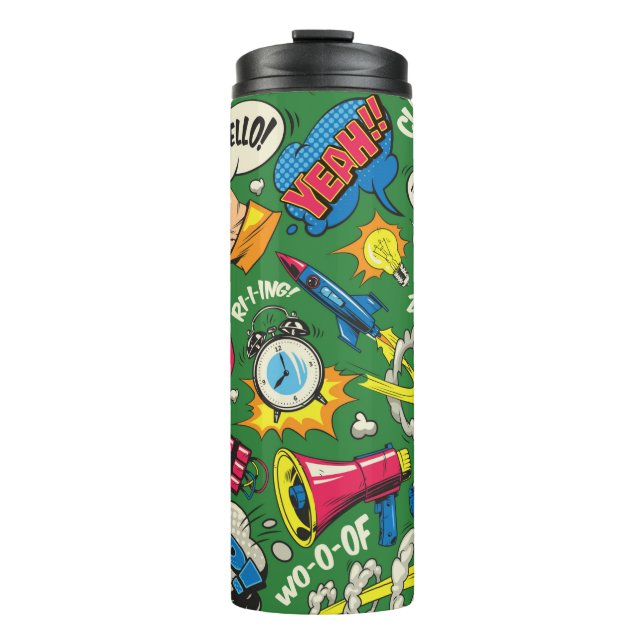 Pop art colourful seamless pattern with comic spee thermal tumbler (Front)