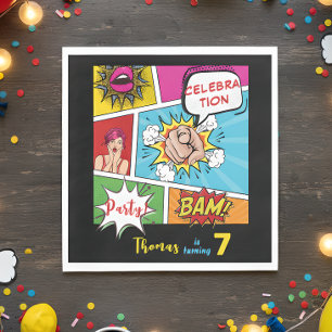 Pop art comic birthday napkin