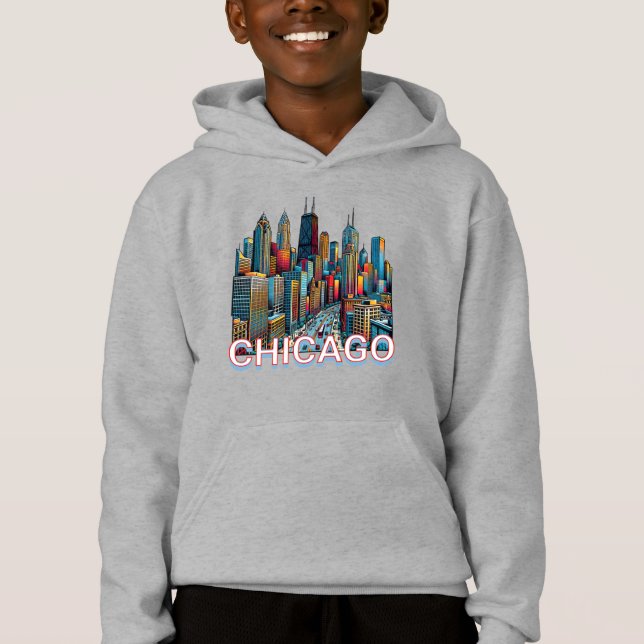 Pop art Comic Book Art Chicago Illinois Skyline (Front)