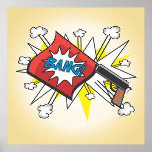 Pop art Comic book inspired Bang Gun poster