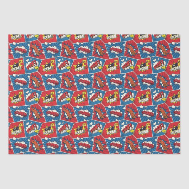 Pop Art Comic Book Panels Tissue Paper (Front)