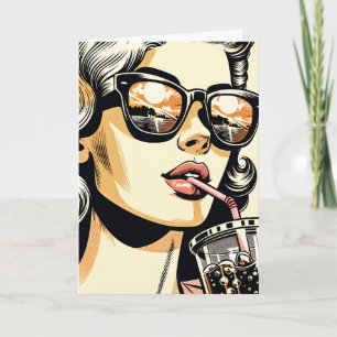 Pop Art Comic Book Pretty Woman Great Summer Card