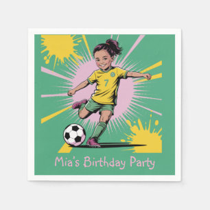 Pop Art Comic Girls Soccer Birthday Party Napkin