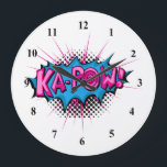 Pop Art Comic Ka-Pow! Large Clock<br><div class="desc">This retro comic style Ka-Pow! is perfect for any super hero collector or fan boy. The bright graphics have hard lines & bold colouring.</div>