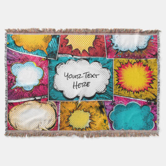 Pop Art Comic Panel Throw Blanket