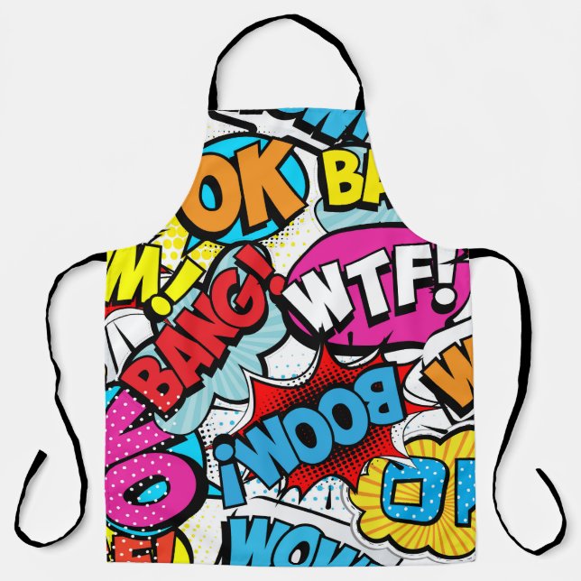 Pop Art Comic: Retro Seamless Pattern Apron (Front)