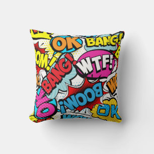 Pop Art Comic: Retro Seamless Pattern Cushion