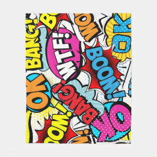 Pop Art Comic: Retro Seamless Pattern Fleece Blanket