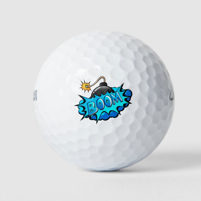 Pop Art Comic Style Bomb Boom! Golf Balls (Front)