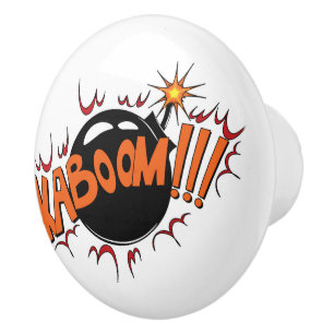 Pop Art Comic Style KaBoom! Ceramic Knob