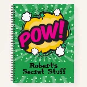 Pop art comic style personalised notebook