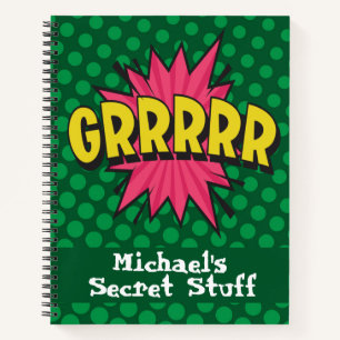 Pop art comic style personalised notebook