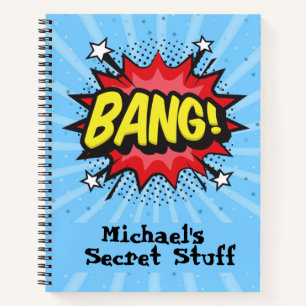Pop art comic style personalised notebook
