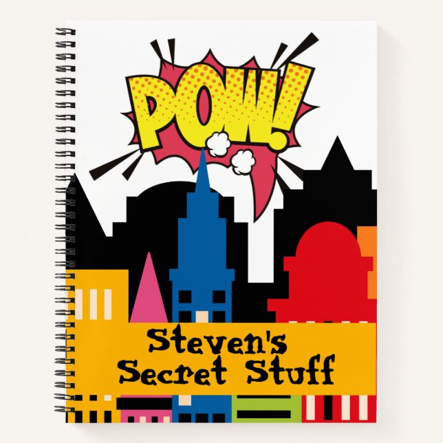 Pop art comic style personalised notebook (Front)