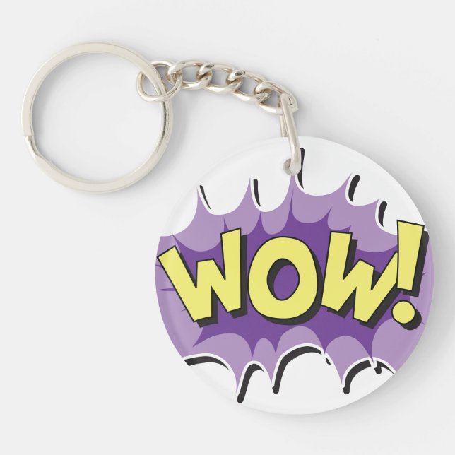 Pop Art Comic Style Wow Key Ring (Front)