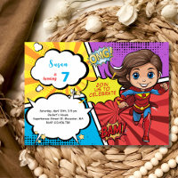 Pop art comic superhero supergirl birthday