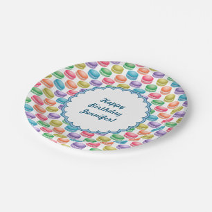 Pop Art Cookies Colourful Macarons Paper Plate
