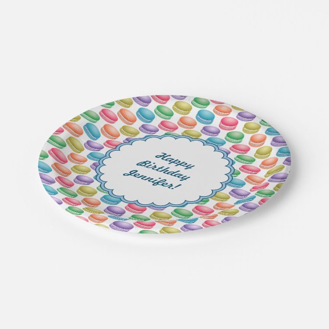 Pop Art Cookies Colourful Macarons Paper Plate (Angled)
