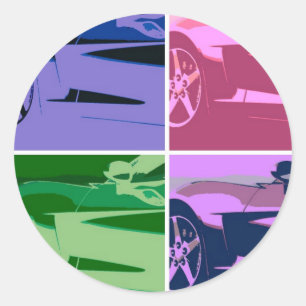 Pop Art Corvettes Classic Round Sticker