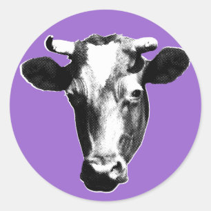 Pop Art Cow Classic Round Sticker