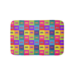Pop Art Crabs Rainbow Seafood Pattern Bath Mat
