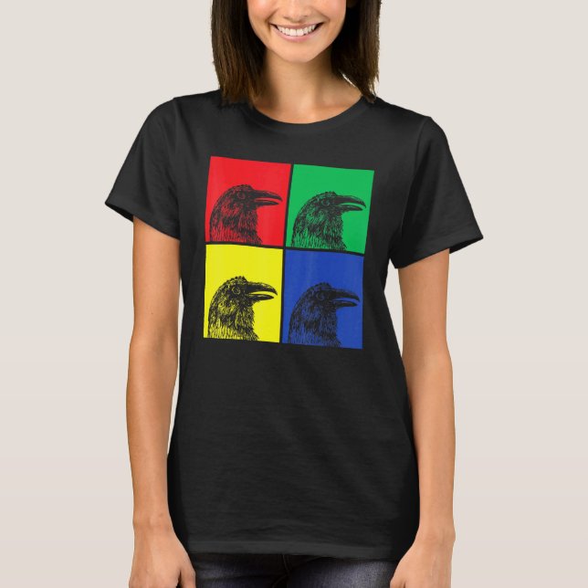 Pop Art Crow Forest Animal Creepy Bird Gothic Rave T-Shirt (Front)