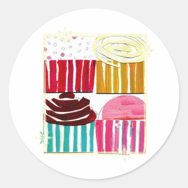 Pop Art Cupcakes Classic Round Sticker (Front)