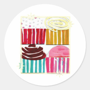 Pop Art Cupcakes Classic Round Sticker