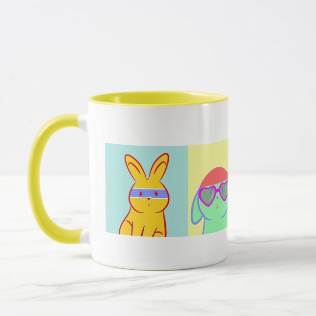 Pop Art Cute Rabbits Mug (Left)
