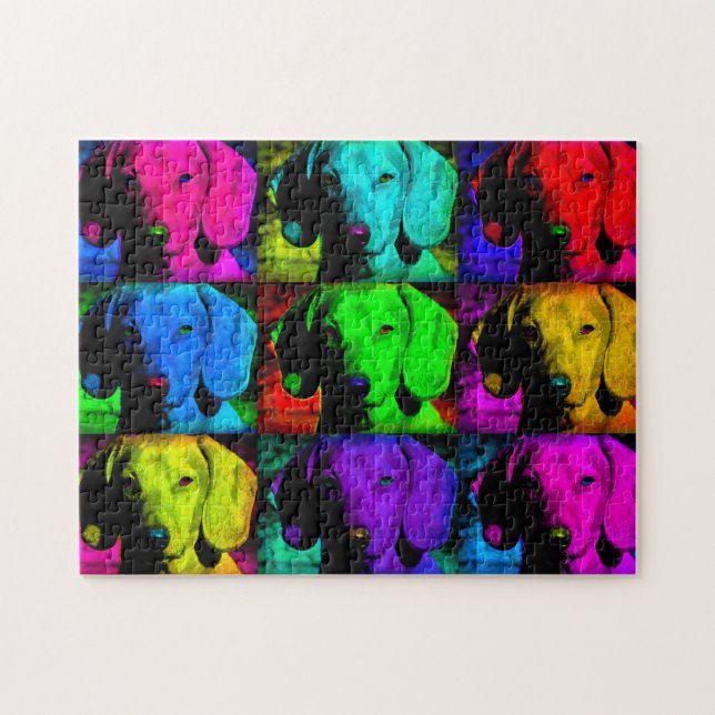 Pop Art Dachshund Doxie Sweet Face Soulful Eyes Jigsaw Puzzle (Horizontal)