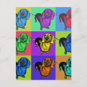 Pop Art Dachsund Doxie Panels Multi-Colour Popart Postcard