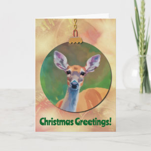 Pop Art Deer Animal Art Christmas Holiday Card