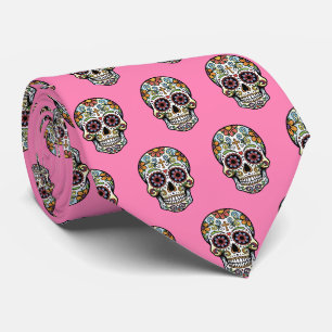 Pop Art Dia de los Muertos Sugar Skull Comic Tie