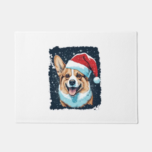 Pop Art Dog Christmas Corgi  Doormat (Front)