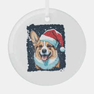 Pop Art Dog Christmas Corgi Glass Tree Decoration