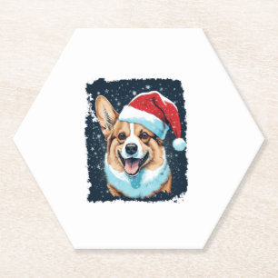Pop Art Dog Christmas Corgi Paper Coaster