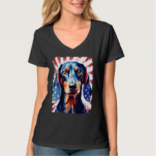 Pop Art Dog Dachshund Patriotic 4th of July T-Shirt
