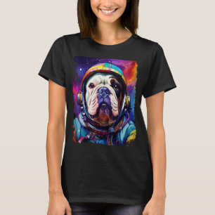 Pop Art Dog English Bulldog Funny Space T-Shirt