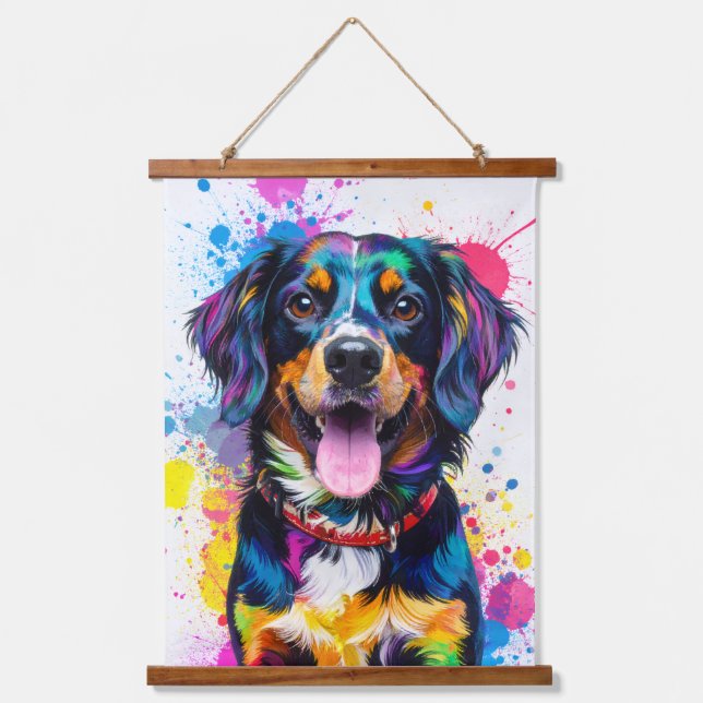 Pop art dog hanging tapestry (Front)