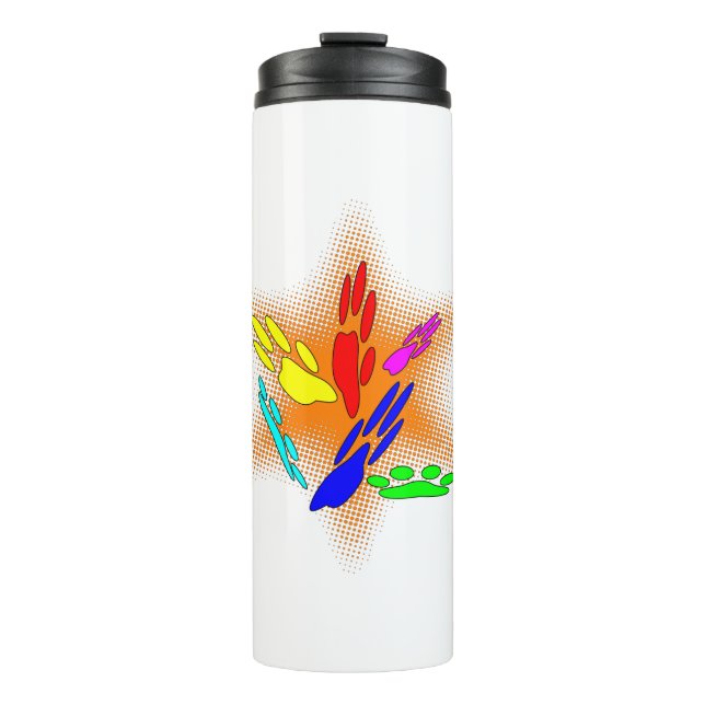 Pop Art Dog Paw Prints Thermal Tumbler (Front)