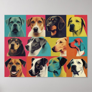 Pop Art Dog Photo -Modern Retro Color Block Poster