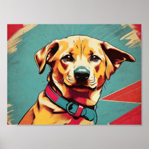Pop Art Dog Photo - Modern Retro Colour Block Post Poster