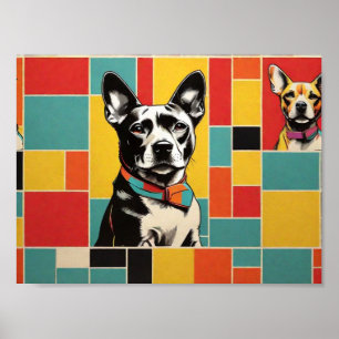 Pop Art Dog Photo - Modern Retro Colour Block Post Poster