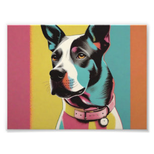Pop Art Dog Photo -Modern Retro Colour Block Poste