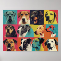 Pop Art Dog Photo -Modern Retro Colour Block Poste